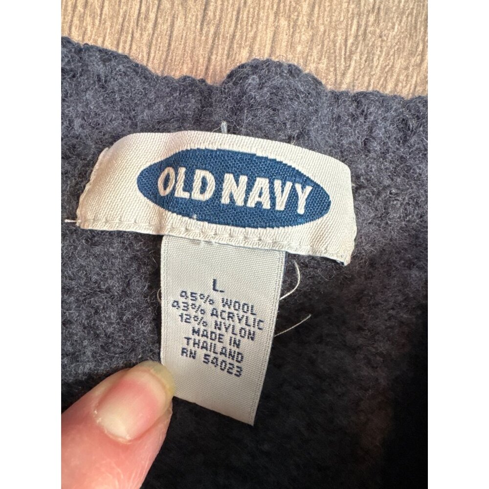 Old Navy Womens Blue Gray Wool Blend V Neck Sweater L - Picture 2 of 6